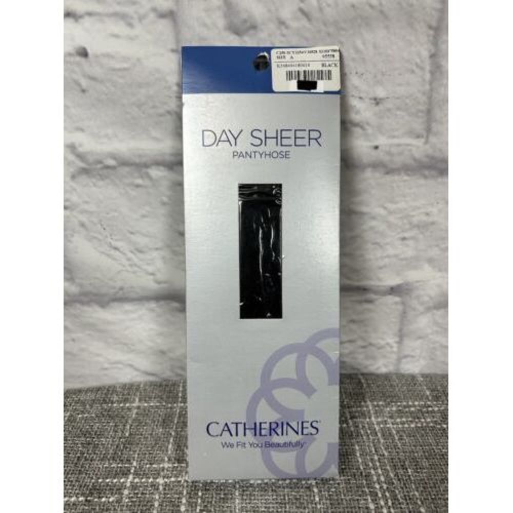 Catherine's Day Sheer Pantyhose Plus Size A Black New Up to 5'7" and 230 lbs